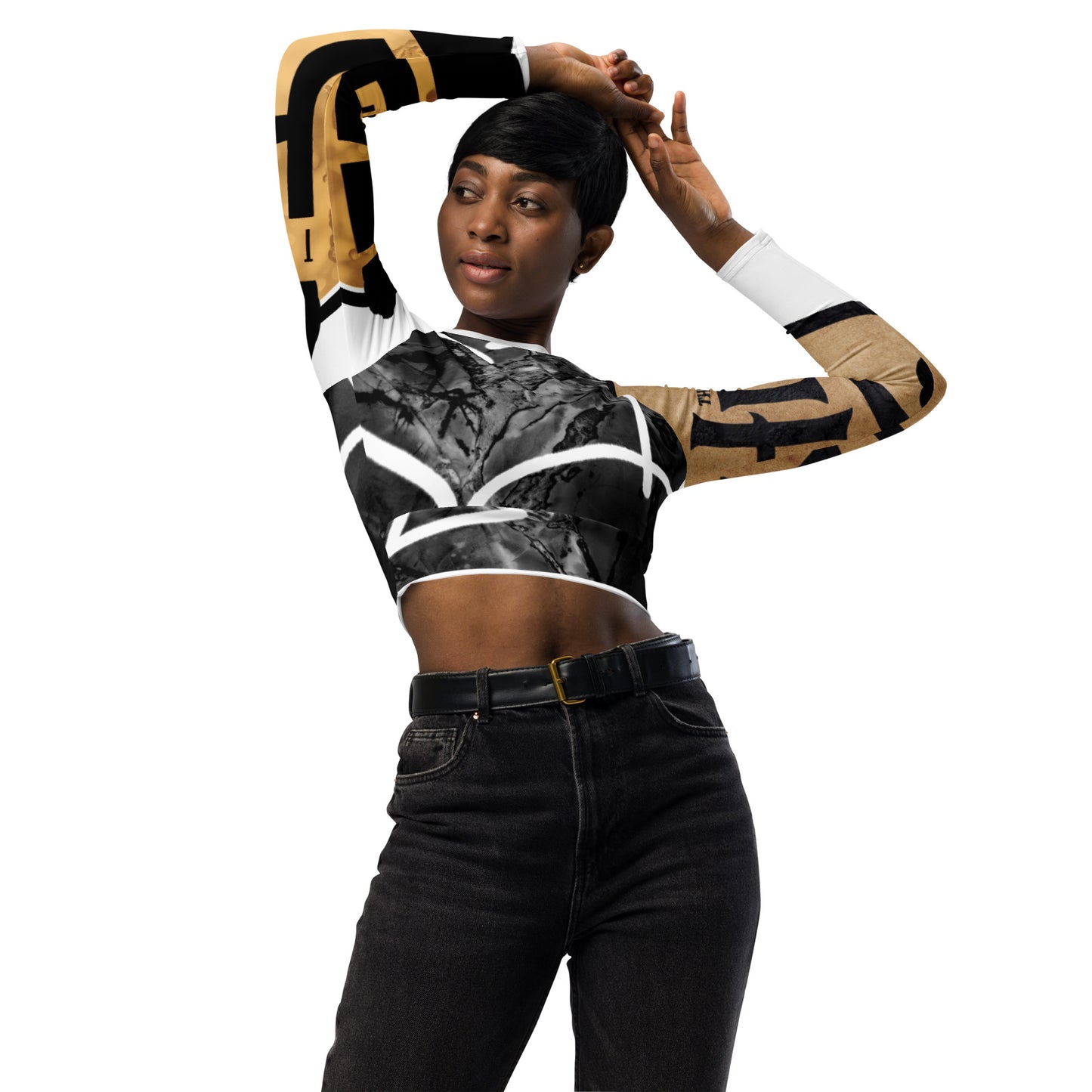 Recycled long-sleeve crop top