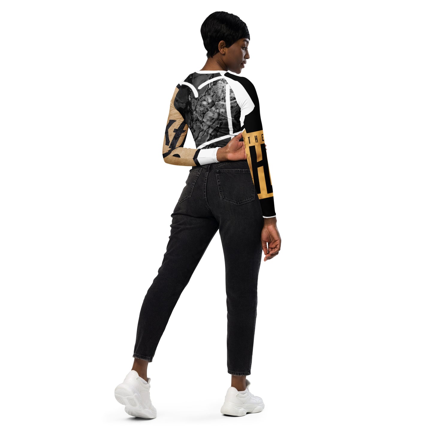 Recycled long-sleeve crop top